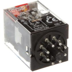 Omron MKS2PIN AC120 DPDT Plug-in Mechanical Indicator and Lockable Test Button LED Indicator 120VAC General-Purpose Relay MK-S Series