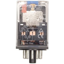 Omron MKS2PIN AC240 DPDT Plug-in Mechanical Indicator and Lockable Test Button LED Indicator 240VAC General-Purpose Relay MK-S Series