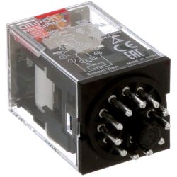 Omron MKS3PIN-5 AC120 3PDT Plug-in Mechanical Indicator and Lockable Test Button LED Indicator 120VAC General-Purpose Relay MK-S Series