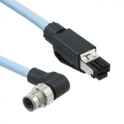 Omron XS5W-T422-DMC-K Light Blue with Plugs on Both Ends M12 Right-Angle/RJ45 Industrial Ethernet Cable XS5/XS6 Series