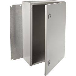 RITTAL 8017545 WM241608NC H: 600mm 24" W: 400mm 16" D: 210mm 8" IP66 NEMA 4 Left Hinged Door Two 1/4 Turn Locks Wallmounting Holes Carbon Steel Wall Mounted Enclosure WM AE 8017.545