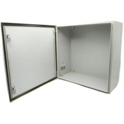 RITTAL 8017575 WM242412NC H: 600mm 24" W: 600mm 24" D: 300mm 12" IP66 NEMA 4 Left Hinged Door Two 1/4 Turn Locks Wallmounting Holes Carbon Steel Wall Mounted Enclosure WM AE 8017.575