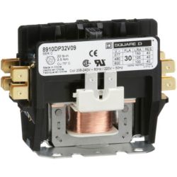 Square D 8910DP32V09 Definite Purpose Contactors 30A 2-Pole 5HP at 230VAC 1-Phase 208/240VAC 60Hz 220VAC 50Hz Coil Open