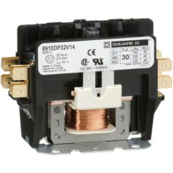 Square D 8910DP32V14 Definite Purpose Contactors 30A 2-Pole 5HP at 230VAC 1-Phase 24VAC 50/60Hz Coil Open