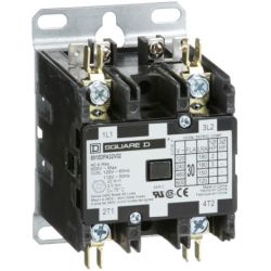 Square D 8910DPA32V02 Definite Purpose Contactors 30A 2-Pole 5HP at 230VAC 1-Phase 110/120VAC 50/60Hz Coil Open