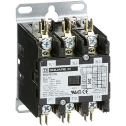 Square D 8910DPA33V02 Definite Purpose Contactors 30A 3-Pole 20HP at 575VAC 3-Phase 110/120VAC 50/60Hz Coil Open
