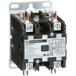 Square D 8910DPA42V09 Definite Purpose Contactors 40A 2-Pole 7.5HP at 230VAC 1-Phase 208/240VAC 60Hz 220VAC 50Hz Coil Open