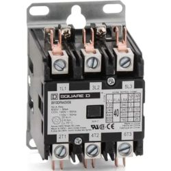 Square D 8910DPA43V06 Definite Purpose Contactors 40A 3-Pole 25HP at 575VAC 3-Phase 440/480VAC 50/60Hz Coil Open