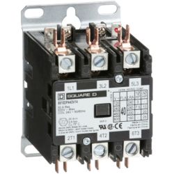 Square D 8910DPA43V14 Definite Purpose Contactors 40A 3-Pole 25HP at 575VAC 3-Phase 24VAC 50/60Hz Coil Open