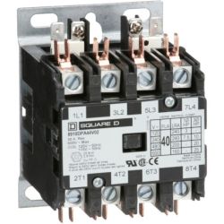 Square D 8910DPA44V02 Definite Purpose Contactors 40A 4-Pole 25HP at 575VAC 3-Phase 110/120VAC 50/60Hz Coil Open
