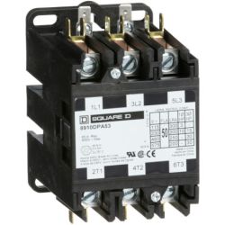Square D 8910DPA53V02 Definite Purpose Contactors 50A 3-Pole 30HP at 575VAC 3-Phase 110/120VAC 50/60Hz Coil Open