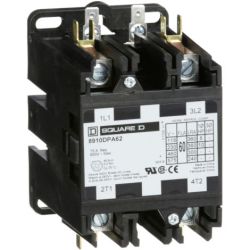 Square D 8910DPA62V09 Definite Purpose Contactors 60A 2-Pole 10HP at 230VAC 1-Phase 208/240VAC 60Hz 220VAC 50Hz Coil Open