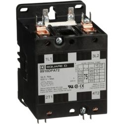 Square D 8910DPA72V02 Definite Purpose Contactors 75A 2-Pole 15HP at 230VAC 1-Phase 110/120VAC 50/60Hz Coil Open
