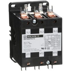 Square D 8910DPA73V02 Definite Purpose Contactors 75A 3-Pole 40HP at 575VAC 3-Phase 110/120VAC 50/60Hz Coil Open