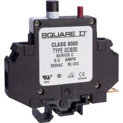 Schneider Electric 9080 GCB05 Circuit Protector Linergy Thermal Magnetic Overcurrent Track Mount 0.5A 250 VAC / 65 VDC 1-Pole
