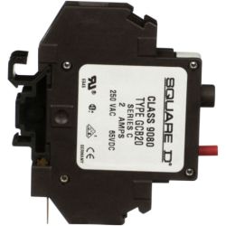 Schneider Electric 9080 GCB20 Circuit Protector Linergy Thermal Magnetic Overcurrent Track Mount 2.0A 250 VAC / 65 VDC 1-Pole