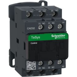 Schneider Electric CAD32B7 TeSys Deca Control Relays 3 Normally Open + 2 Normally Close Contacts &le; 690V 24 VAC Standard Coil 50Hz/60Hz