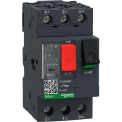 Schneider Electric GV2 ME04 TeSys GV2 Manual Starters and Protectors Thermal Magnetic Circuit Breakers Push Buttons 0.4A to 0.63A Screw Clamp Terminal