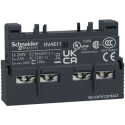 Schneider Electric GV AE11 TeSys GV2 and TeSys GV3 Manual Starter and Protector Auxiliary Contact Block 1 Normally Open and 1 Normally Close Top Mount Screw Clamp Terminal