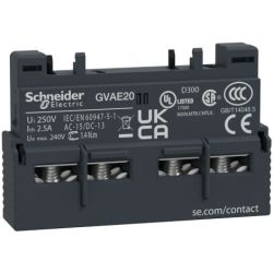 Schneider Electric GV AE20 TeSys GV2 and GV3 Manual Starter and Protector Auxiliary Contact Block 2 Normally Open Front Mount Screw Clamp Terminal