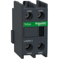 Schneider Electric LADN11 TeSys D Auxiliary Contact Blocks 1 Normally Open and 1 Normally Close Top Mount Screw Clamp Terminals for LC1D09 to LC1D150 Contactor
