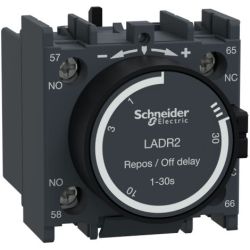 Schneider Electric LADR2 Time Delay Auxiliary Contact Blocks TeSys D 1 Normally Open + 1 Normally Close Off Delay 1-30s Front Screw Clamp Terminal