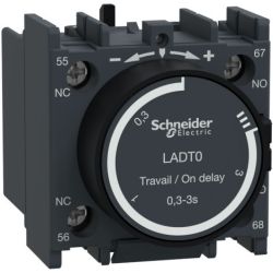 Schneider Electric LADT0 Time Delay Auxiliary Contact Blocks TeSys D 1 Normally Open + 1 Normally Close On Delay 0.3-3s Front Screw Clamp Terminal
