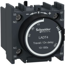 Schneider Electric LADT4 Time Delay Auxiliary Contact Blocks TeSys D 1 Normally Open + 1 Normally Close On Delay 10-180s Front Screw Clamp Terminal