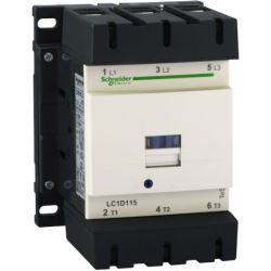 Schneider Electric LC1D115G7 IEC Contactors TeSys D Nonreversing 115A 75HP at 480 VAC up to 100kA SCCR 3-Phase 3 Normally Open 3-Pole 120 VAC 50Hz/60Hz Coil Open Style