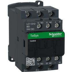 Schneider Electric LC1D12BD IEC Contactors TeSys D Nonreversing 12A 7.5HP 440 VAC 3-Phase 3-Pole 3 Normally Open 24 VDC