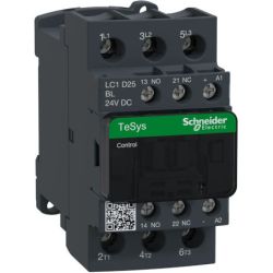 Schneider Electric LC1D25LE7 IEC Contactors TeSys D Nonreversing 25A 15HP 440 VAC 3-Phase 3-Pole 3 Normally Open 208 VAC 50Hz/60Hz