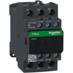 Schneider Electric LC1D32BL IEC Contactors TeSys D Nonreversing 32A 20HP at 480 VAC up to 100kA SCCR 3-Phase 3-Pole 3 Normally Open Low Consumption 24 VDC Coil