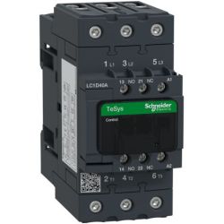 Schneider Electric LC1D40AB7 IEC Contactors TeSys D Nonreversing 40A 30HP at 480 VAC up to 100kA SCCR 3-Phase 3-Pole 3 Normally Open 24 VAC 50Hz/60Hz Coil Open