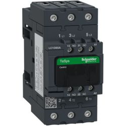Schneider Electric LC1D65AB7 IEC Contactors TeSys D Nonreversing 65A 40HP at 480 VAC up to 100kA SCCR 3-Phase 3-Pole 3 Normally Open 24 VAC 50Hz/60Hz Coil Open