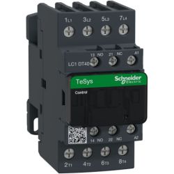 Schneider Electric LC1DT40G7 IEC Contactors TeSys D Non-Reversing 40A Resistive 4-Pole 4 Normally Open 120 VAC 50Hz/60Hz Coil Open Style