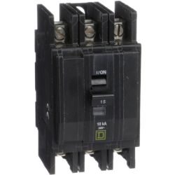Schneider Electric QOU315 Miniature Circuit Breakers QOU 15A 3-Pole 240 VAC 48 VDC 10kA