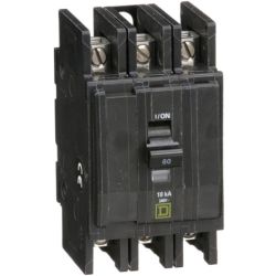 Schneider Electric QOU360 Miniature Circuit Breakers QOU 60A 3-Pole 240 VAC 48 VDC 10kA