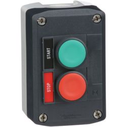 Schneider Electric XALD211H29H7 Harmony Pushbutton Enclosures Dark Gray Lid with Light Gray Base Green Flush and Red Flush 22mm Momentary