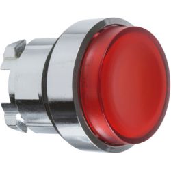 Schneider Electric ZB4BH43 Harmony XB4 22mm Illuminated Pushbutton Operating Head Metal Red Projecting Push-Push LED Unmarked