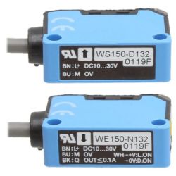 SICK 6011027 WS/WE150-N132 Miniature Photoelectric Sensors Through-Beam Rectangular Visible Red Light LED Potentiometer NPN Light Dark Switching PVC Cable 3-Wire 2m IP67