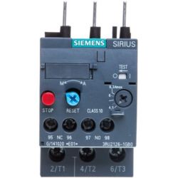 SIEMENS 3RU2126-1GB0 Thermal Overload Relay 4.5A-6.3A Size S0 Class 10 Contactor Mount Screw Terminal Manual Automatic Reset