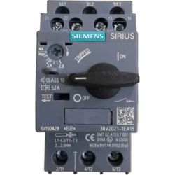 SIEMENS 3RV2021-1EA15 Circuit Breakers Size S0 Class 10 A-Release 2.8A-4A N-Release 52A 3hp IP20 Manual Motor Starter Protector Screw Terminals with Transverse Contact Blocks 1 NO 1 NC