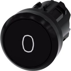 SIEMENS 3SU1000-0AB10-0AD0 Push Button 22mm Hole Diameter Round Plastic Black Inscription O Flat Momentary Contact Type
