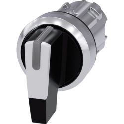SIEMENS 3SU1052-2CL60-0AA0 Selector Switches Illuminable 22mm Round Metal Shiny White Long 3 Switch Positions I-O-II Maintained Actuating Angle 2 45&deg;