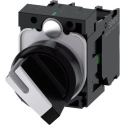 SIEMENS 3SU1100-2BF60-1MA0 Selector Switches Illuminable 22mm Round Plastic White Short 2 Switch Positions O-I Maintained with Holder 1 NO 1 NC Screw Terminal