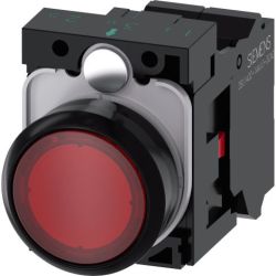 SIEMENS 3SU1102-0AB20-3CA0 Illuminated Push Button 22mm Round Plastic Red Flat Momentary Contact Type with Holder 1 NC LED Module with Integrated LED 24VAC 24VDC Spring-Type Terminal