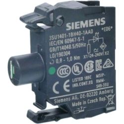 SIEMENS 3SU1401-1BH40-1AA0 LED Modules with Integrated LED 24VAC/24VDC - 240VAC/240VDC Green Screw Terminal for Front Plate Mounting