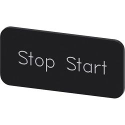 SIEMENS 3SU1900-0AC16-0DC0 Labeling Plates for Snapping on or Gluing to Label Holder Label Size 12.5mm x 27mm Black Label White Font with Inscription: Stop Start