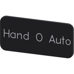 SIEMENS 3SU1900-0AC16-0DD0 Labeling Plates for Snapping on or Gluing on Label Holder Label Size 12.5mm x 27mm Black Label White Font with Inscription: Hand O Auto