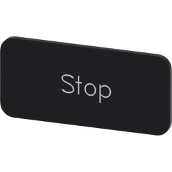 SIEMENS 3SU1900-0AC16-0DS0 Labeling Plates for Snapping on or Gluing to Label Holder Label Size 12.5mm x 27mm Black Label White Font with Inscription: Stop